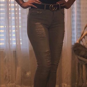 Express distressed skinny jeans